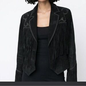 Cripple Creek Black Fringe Suede Western Jacket, perfect for festival season